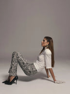 Trousers with slits made of eco-leather