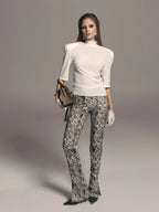 Trousers with slits made of eco-leather