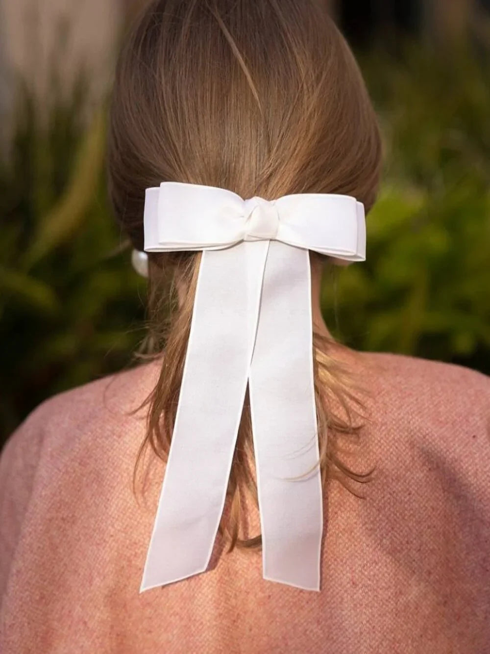 White Silk Hair Bow
