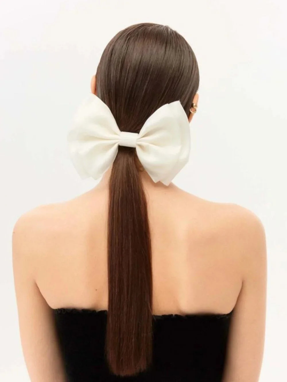 White Satin Bow Hair Clip