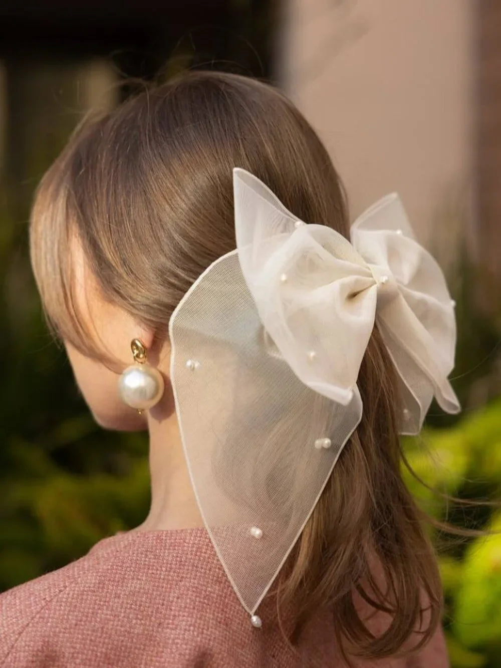 Pearl Sheer Hair Bow
