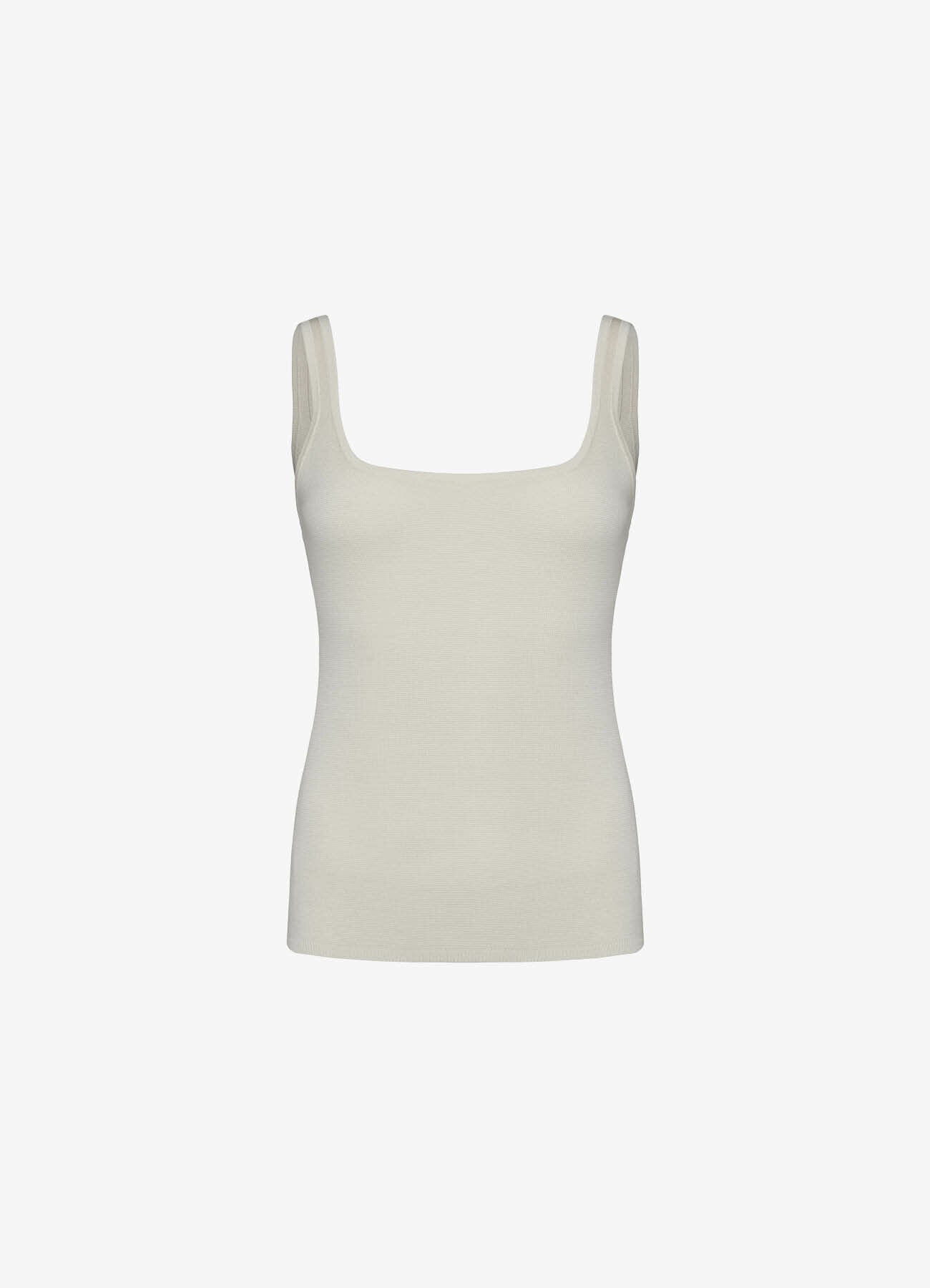 Silk-Trim Top (Beige)