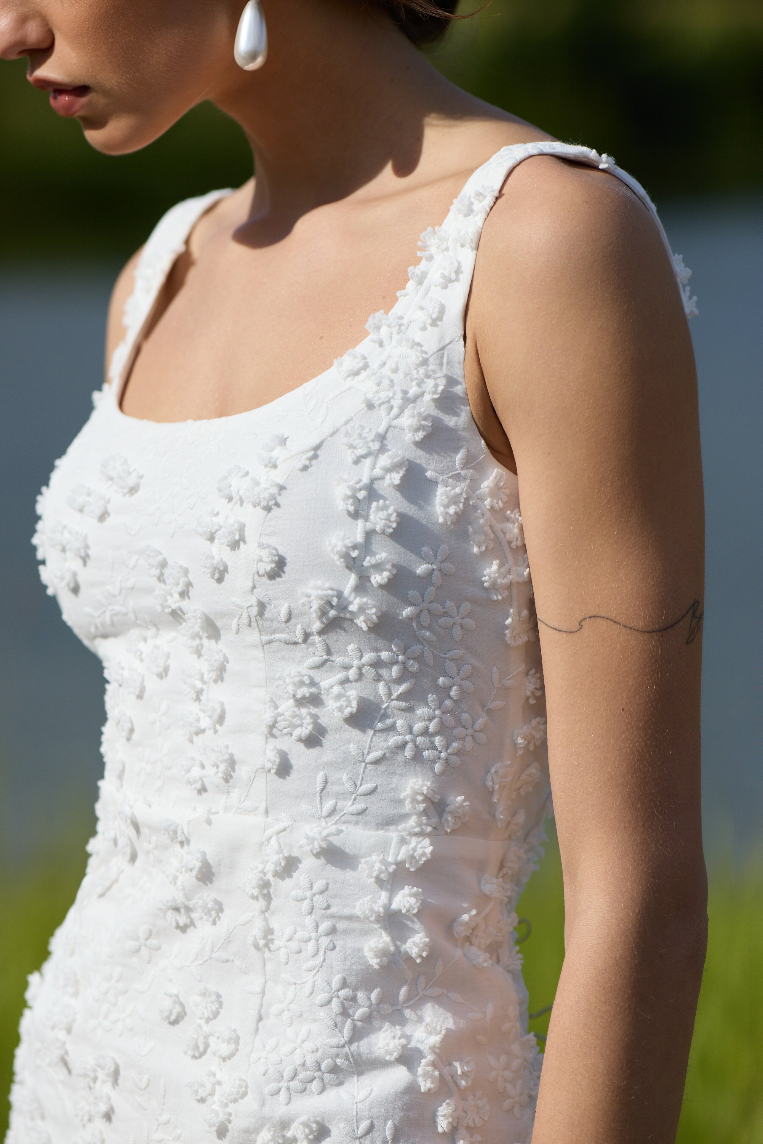 Cotton Sundress with Floral Appliqué