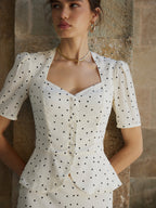 Viscose Polka-Dot Blouse (Beige)