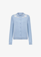 Embroidered Silk-Cotton Cardigan (Blue)