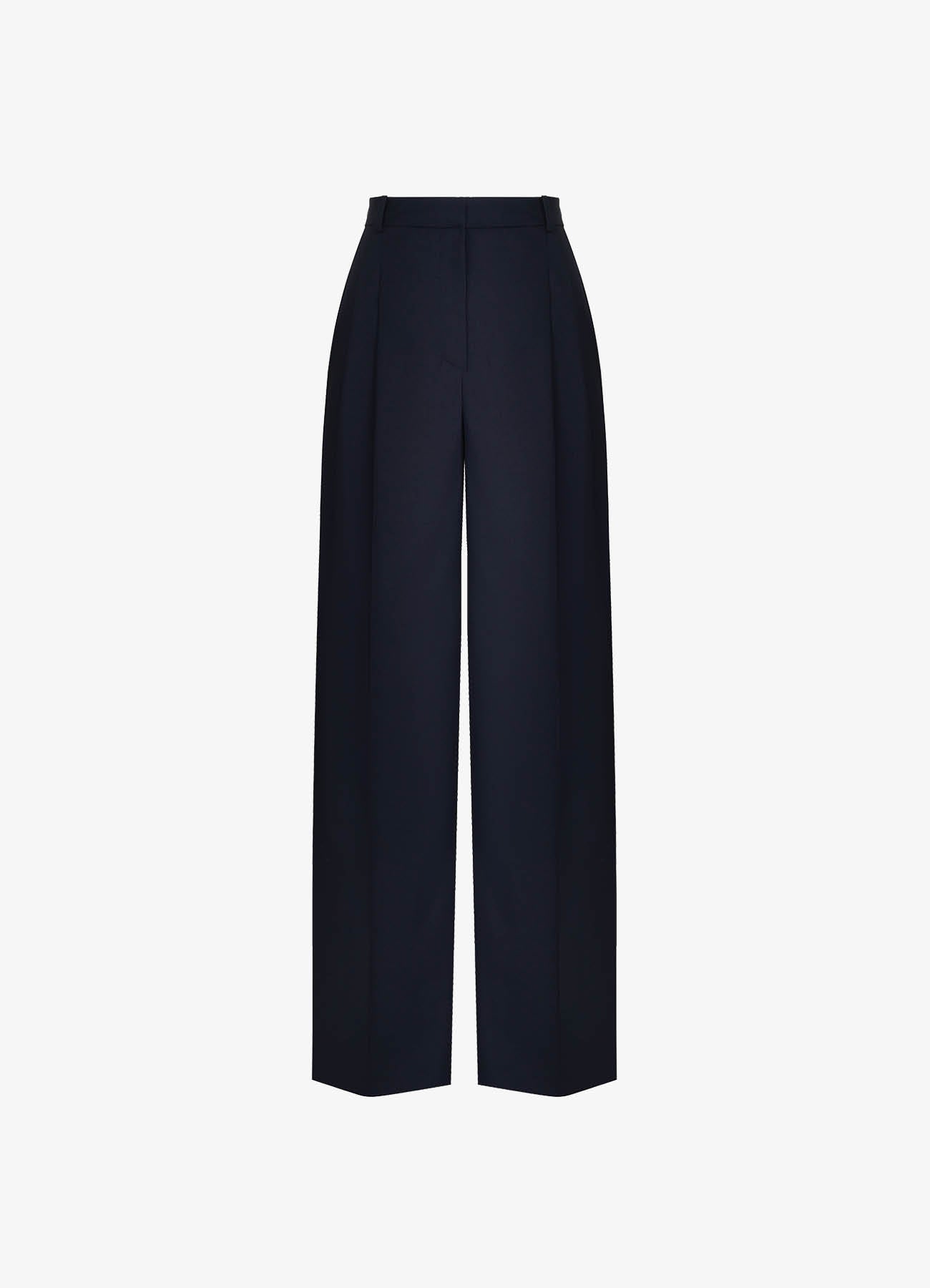 Wool-Blend Trousers (Blue)