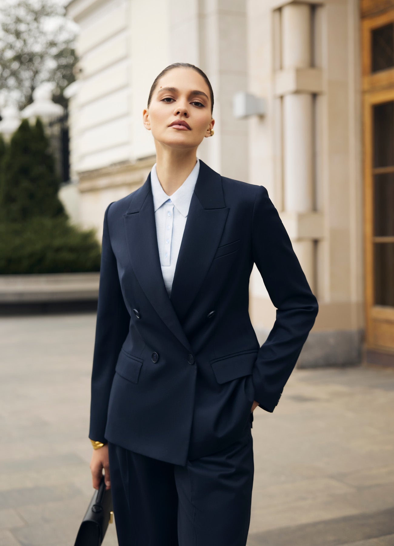 Buton Satin Jacket (Blue)