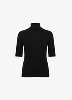 Merino Wool Turtleneck Top (Black)