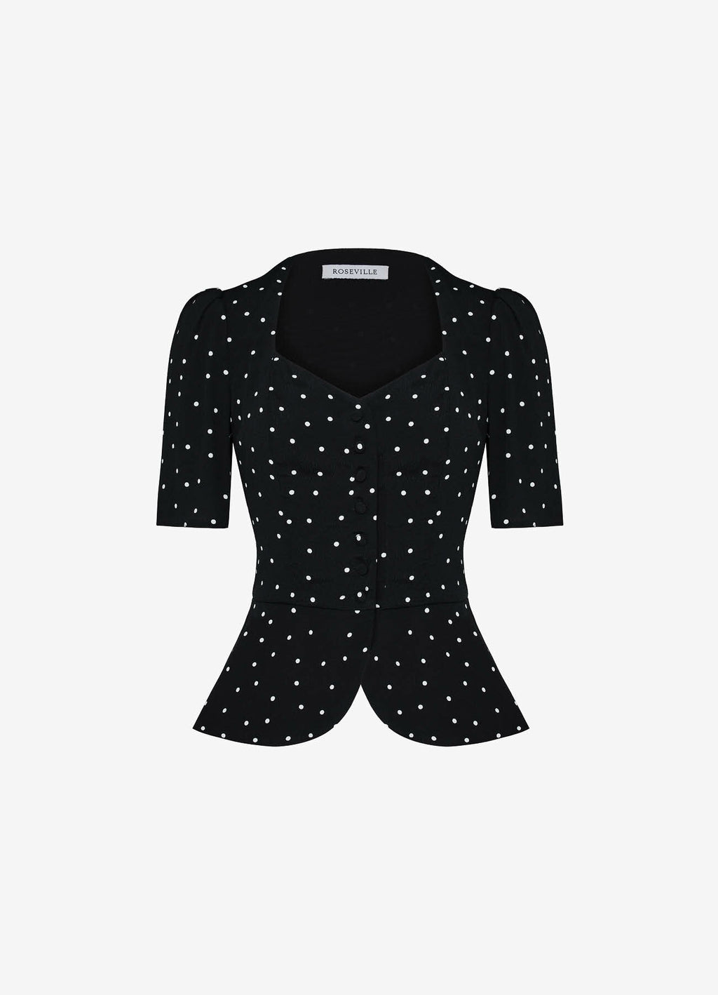Viscose Polka-Dot Blouse (Black)