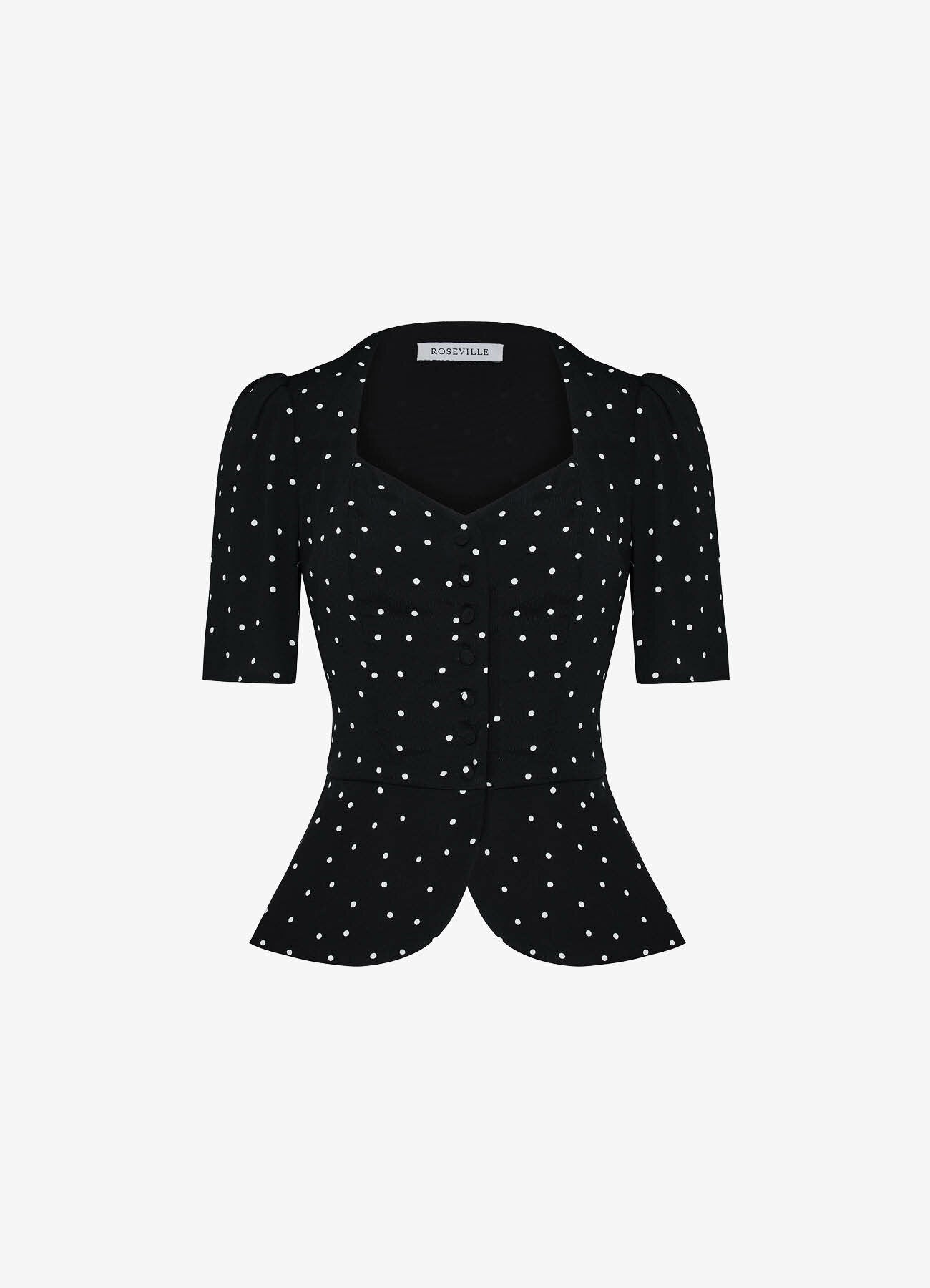 Viscose Polka-Dot Blouse (Black)