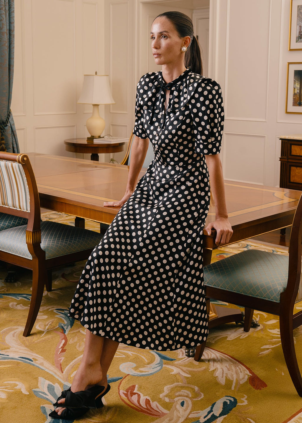 Bow Dress (Black Polka Dot)