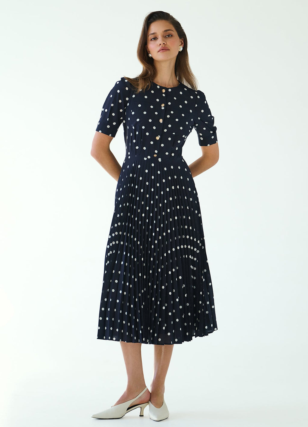 Silk Dress with Pleated Skirt