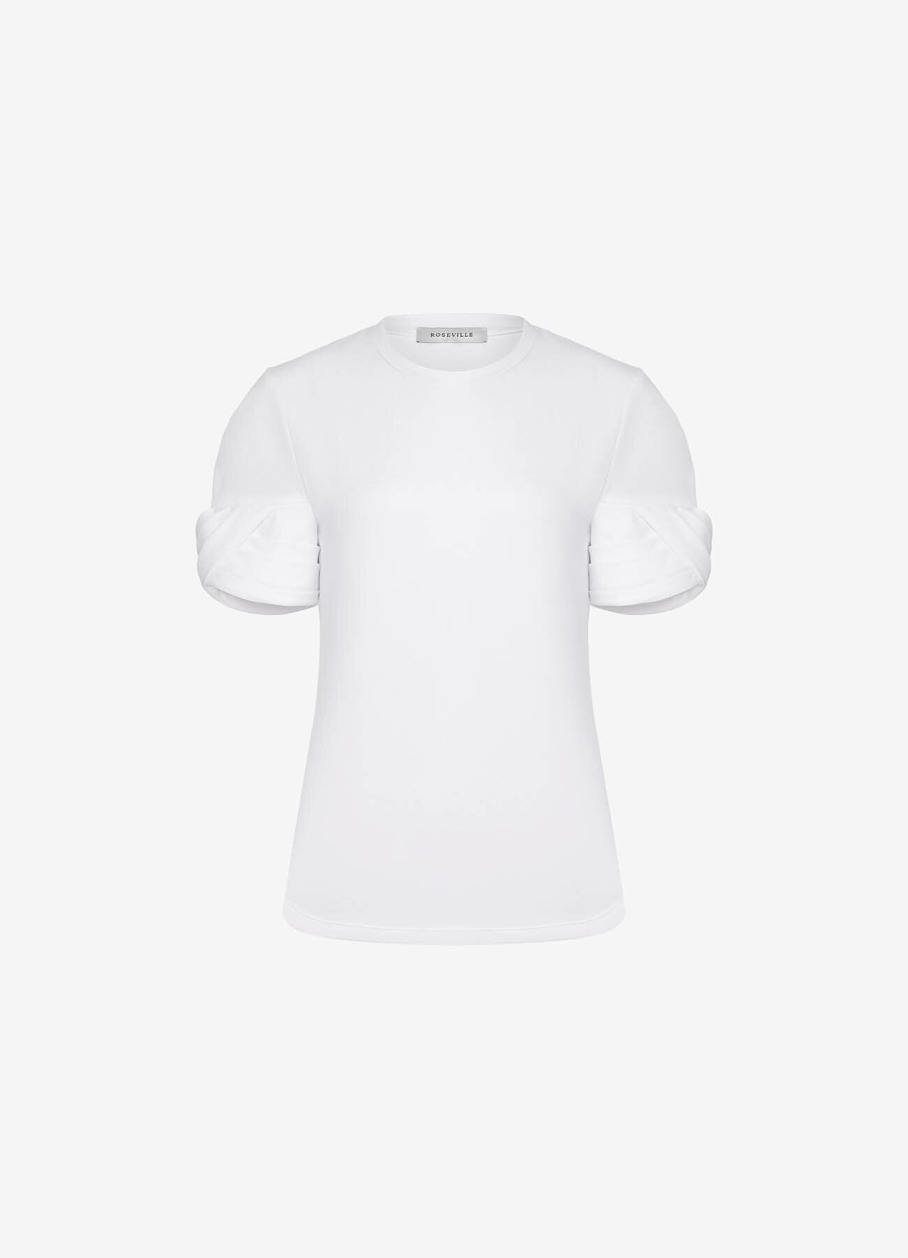 Madame T-Shirt with Statement Sleeves (White)