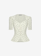 Viscose Polka-Dot Blouse (Beige)
