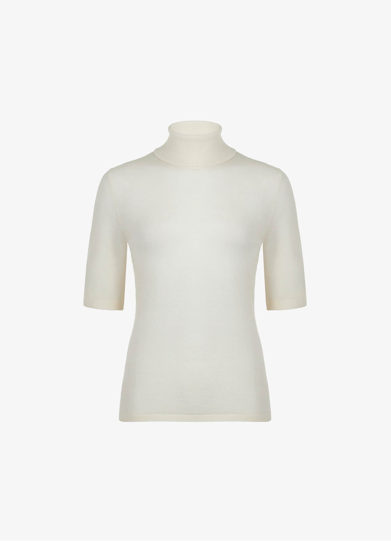 Merino Wool Turtleneck Top (Beige)