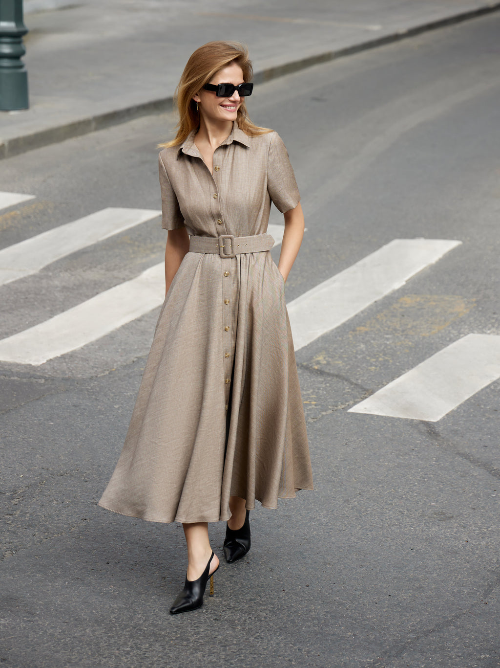 Wool-Linen Shirt Dress
