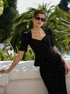 Viscose Polka-Dot Blouse (Black)