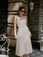 Silk-Trim Top (Beige)