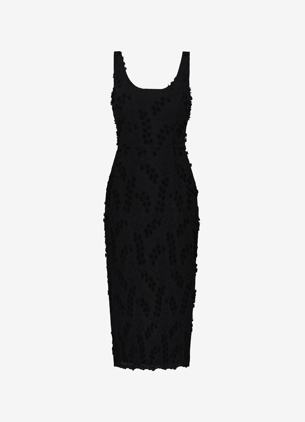 Cotton Sundress with Floral Appliqué (Black)