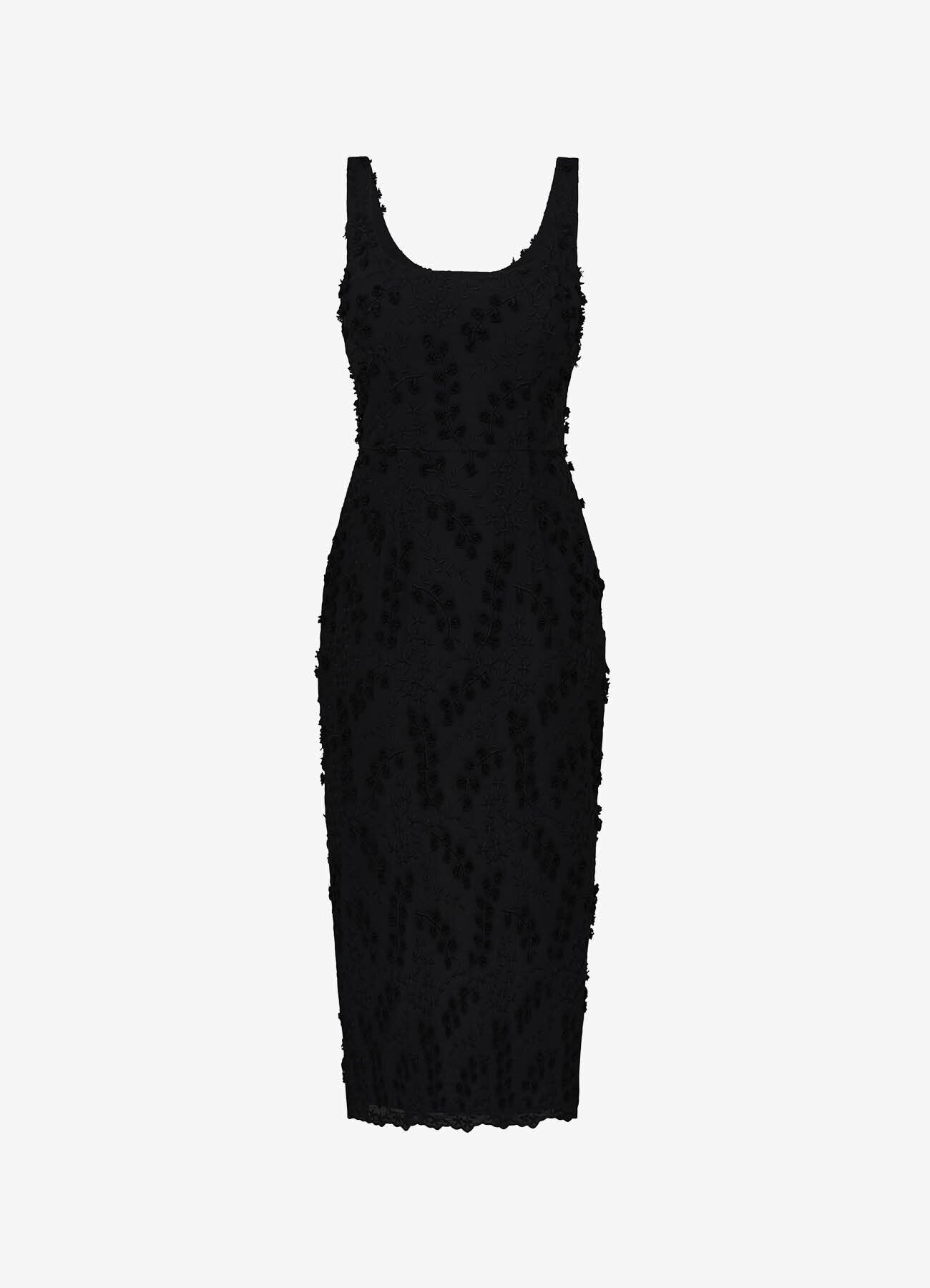 Cotton Sundress with Floral Appliqué (Black)