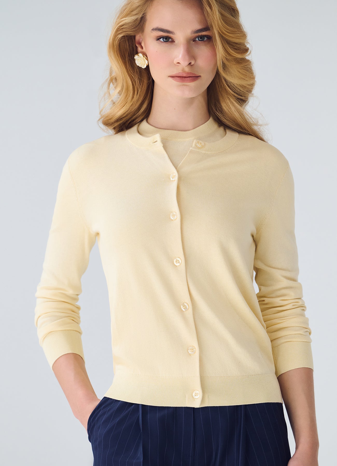Silk-Cotton Cardigan (Yellow)