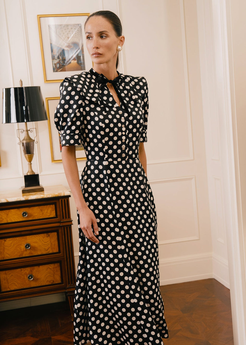 Bow Dress (Black Polka Dot)