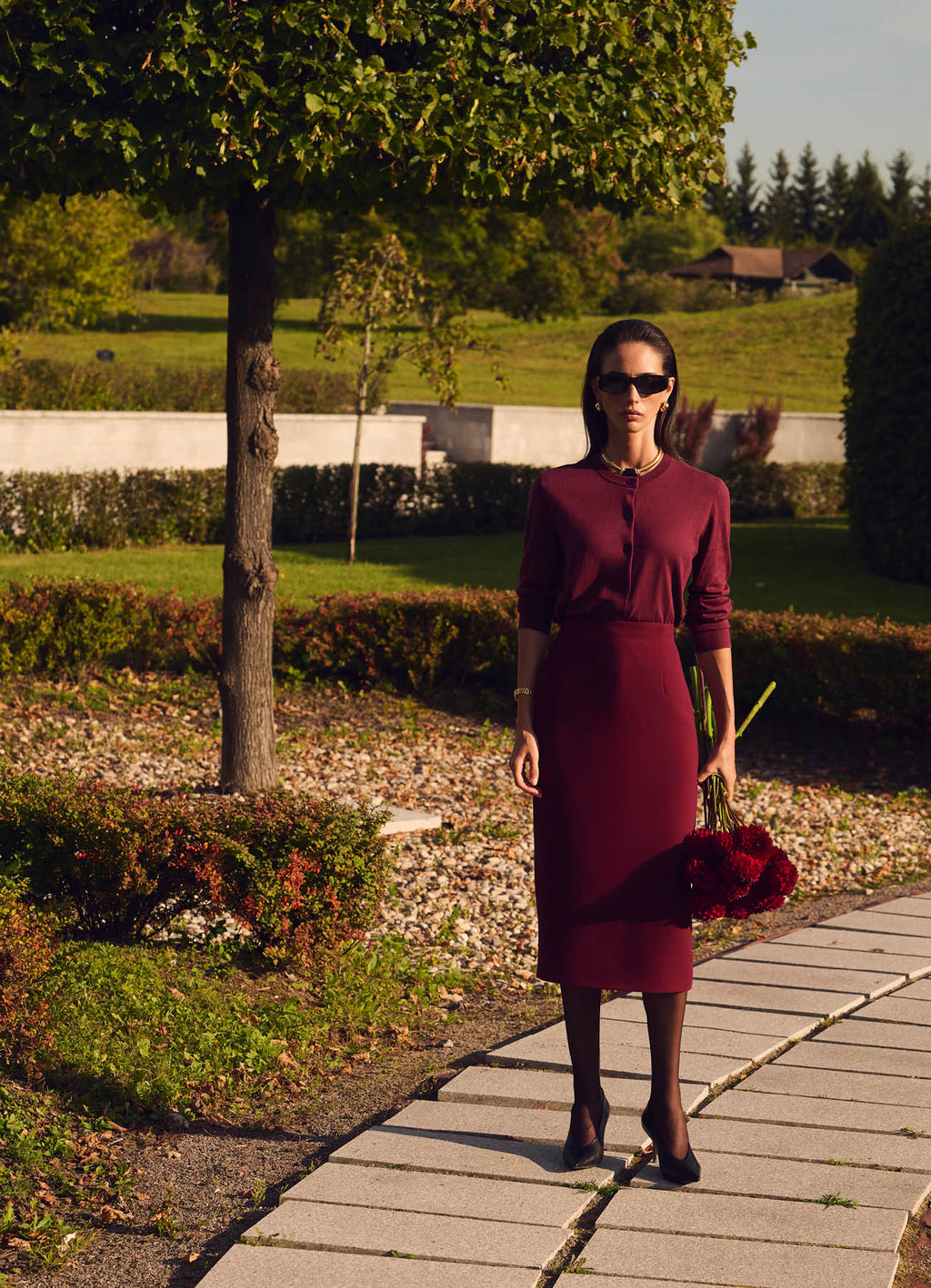 Silk-Cotton Cardigan (Burgundy)
