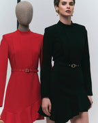 Black Long Sleeve Mini Dress with Asymmetrical Hem