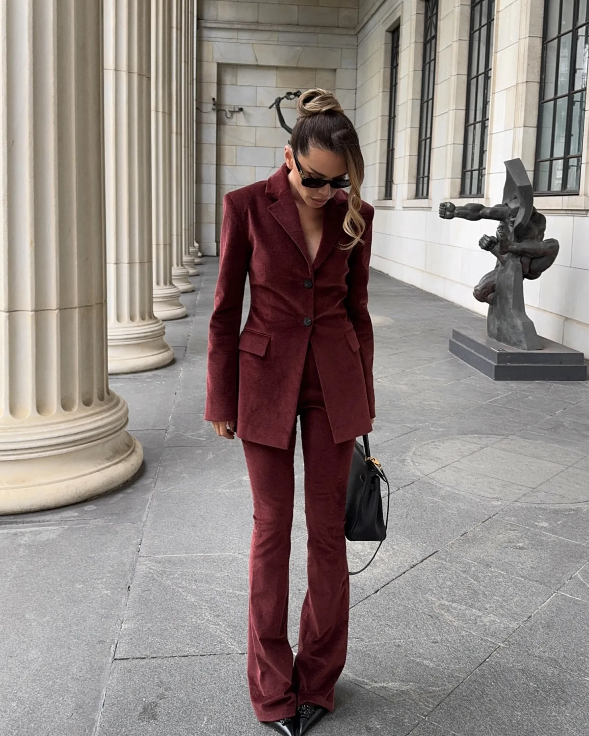Velvet Trousers Burgundy