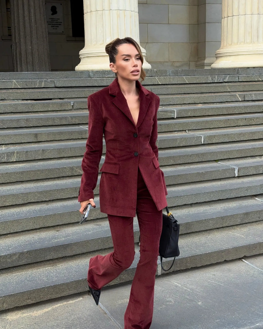 Velvet Trousers Burgundy