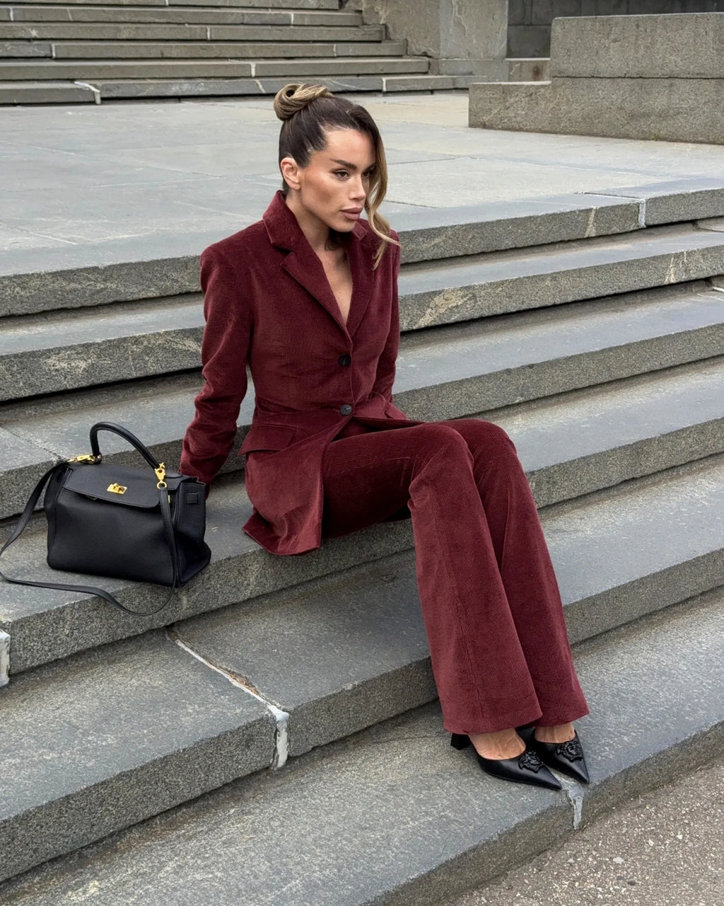 Velvet Trousers Burgundy