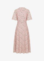 Sonnet Silk Floral Midi Dress | Romantic Rose Print Dress for Women