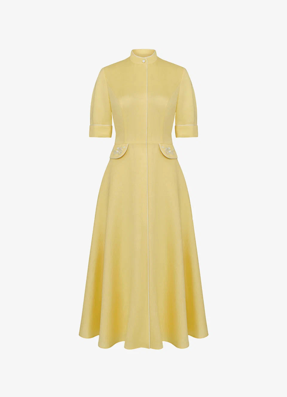 Amalfi Linen Blend Dress | Embroidered Midi Dress for Women