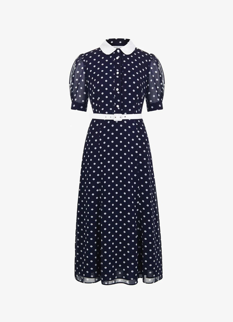 Polka Dot Collared Midi Dress | Vintage-Inspired Women's Dress