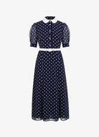 Polka Dot Collared Midi Dress | Vintage-Inspired Women's Dress