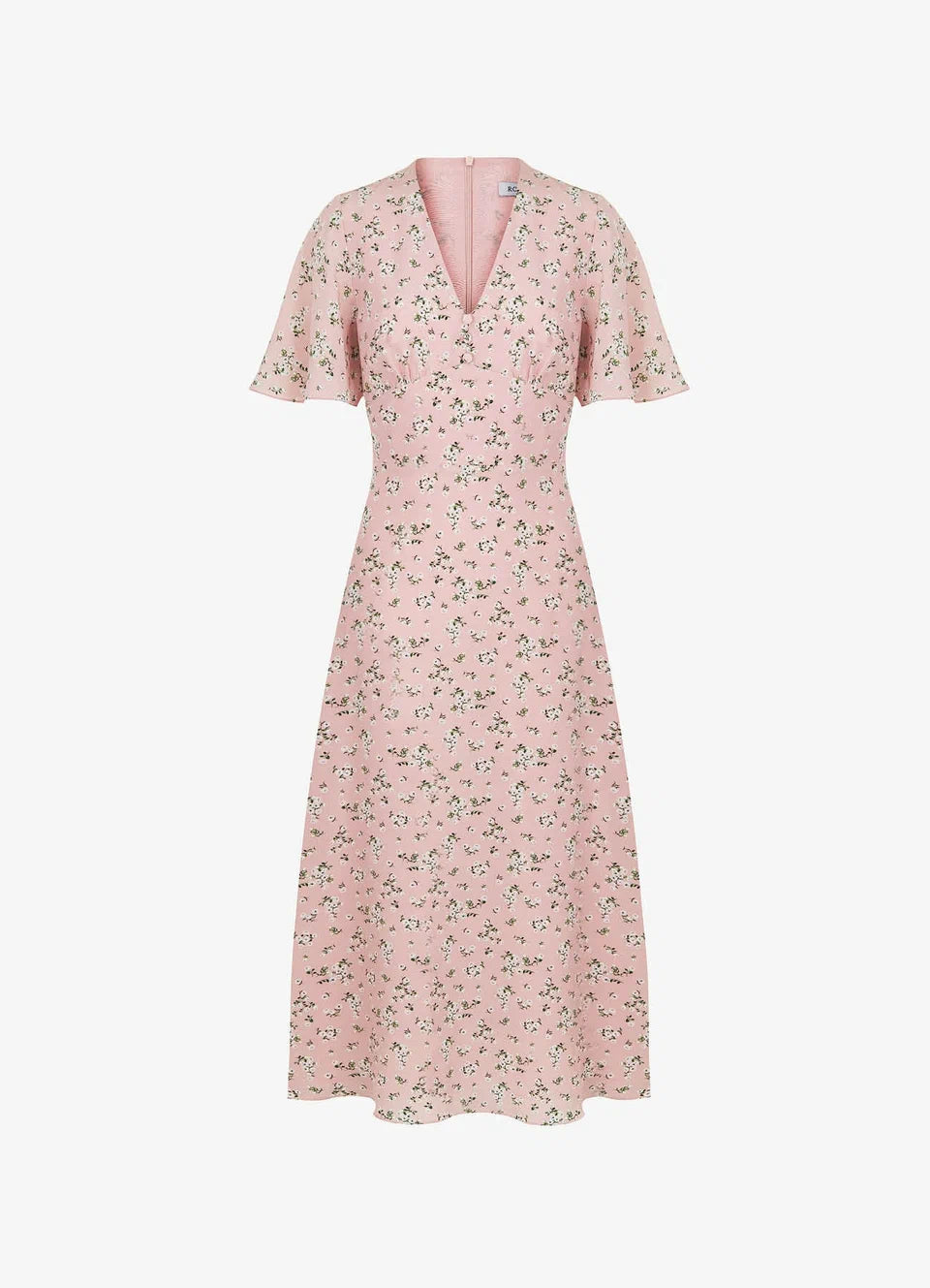 Sonnet Silk Floral Midi Dress | Romantic Rose Print Dress for Women