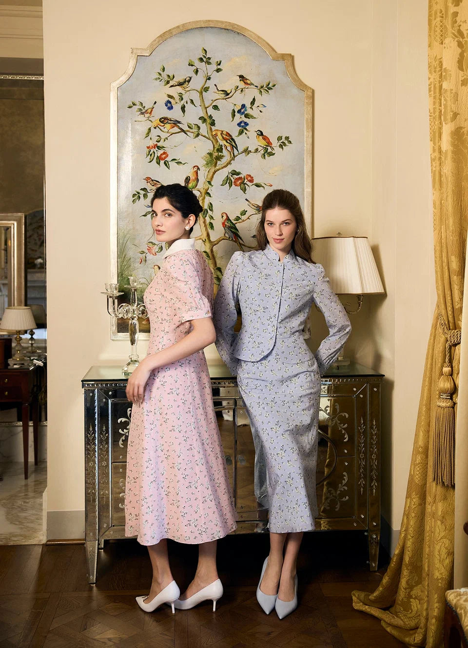Afternoon Tea Silk Dress | Romantic Floral Silk Midi Dress