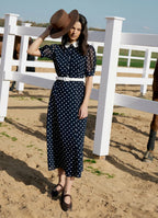 Polka Dot Collared Midi Dress | Vintage-Inspired Women's Dress