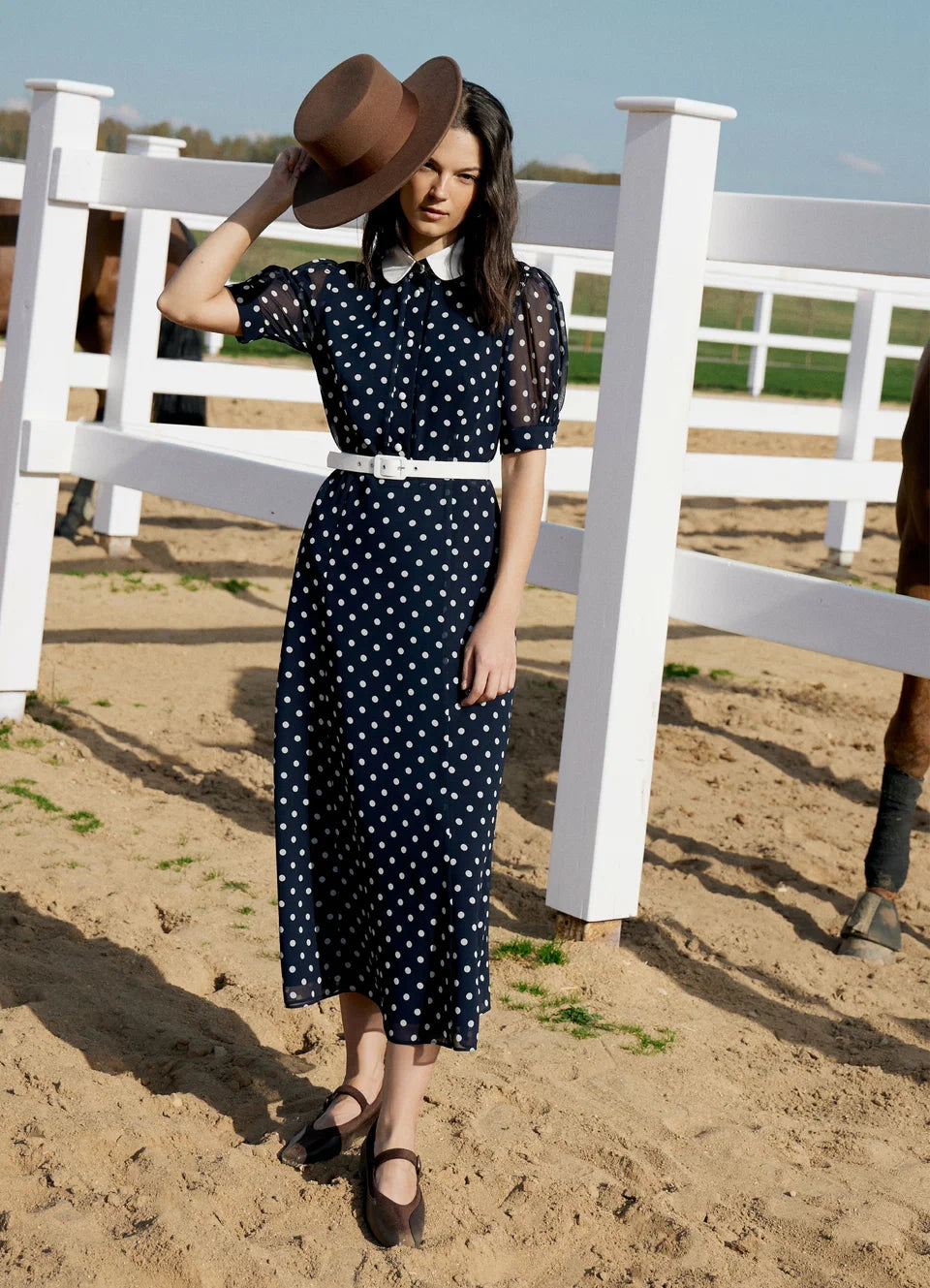 Polka Dot Collared Midi Dress | Vintage-Inspired Women's Dress