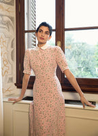 Afternoon Tea Silk Dress | Romantic Floral Silk Midi Dress