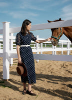 Polka Dot Collared Midi Dress | Vintage-Inspired Women's Dress