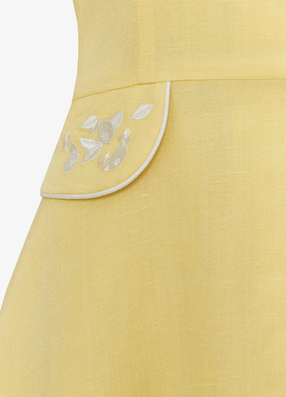 Amalfi Linen Blend Dress | Embroidered Midi Dress for Women