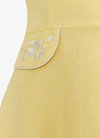 Amalfi Linen Blend Dress | Embroidered Midi Dress for Women